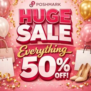 Pink Party Sale Sign - Huge Sale Everything 50% Off